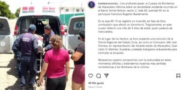 Una niña de 9 años murió tras el incendio en su vivienda en Maracaibo