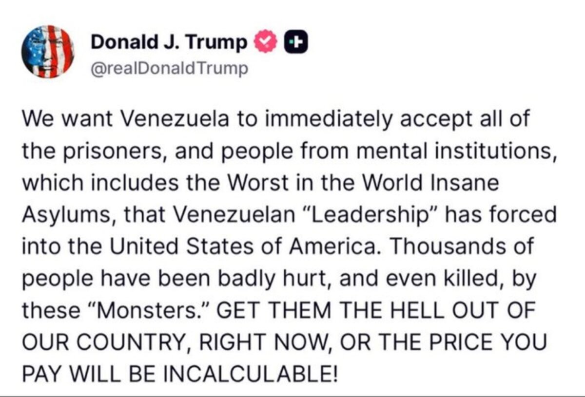 Trump amenazó a Maduro con consecuencias "incalculables" si no acepta retorno de presos venezolanos